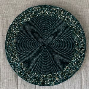 Teal and gold beaded placemats (set of 6)